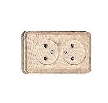 Розетка Universal Олимп 2-м ОУ сосна