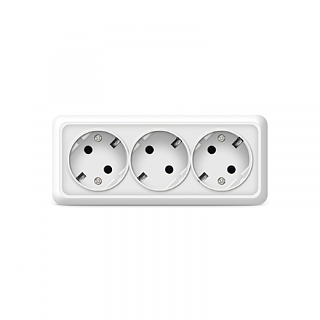 Розетка Universal Олимп 3-м ОУ белая з/к