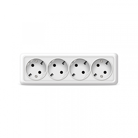 Розетка Universal Олимп 4-м ОУ белая з/к