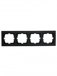 Рамка 4 места Lezard Vesna черная гориз