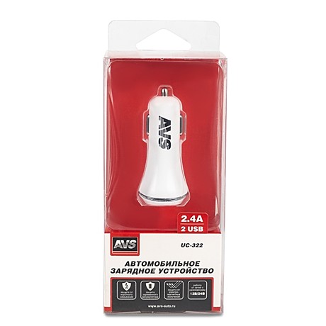 Устройство зарядное автомобильное 2USB 2,4А US-322